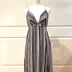 Lulu's Elegant Striped V-Neck Maxi Dress